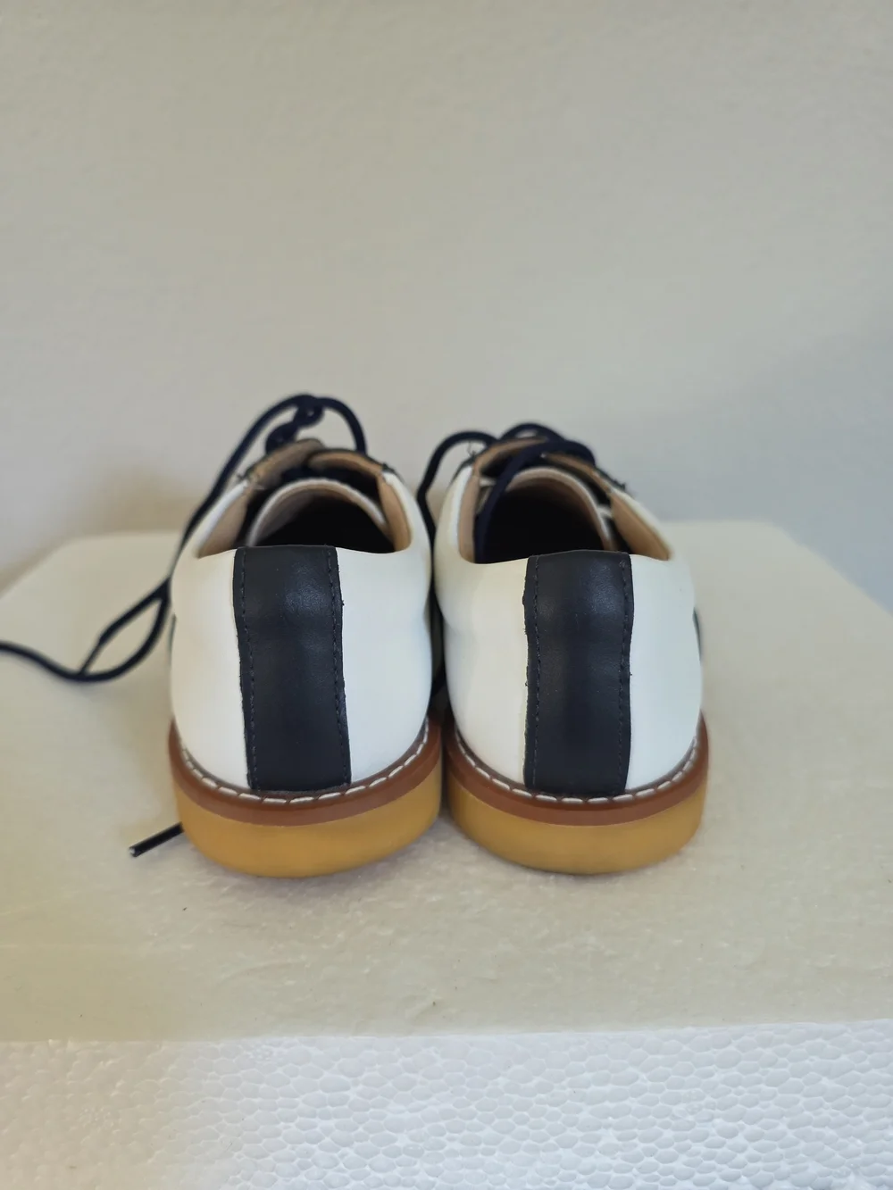Elephantito White and Navy Lace-Up Oxfords